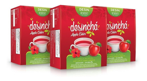 Desincha Apple Cider (90 Sachês - 3 Caixas) Kit Desinchá