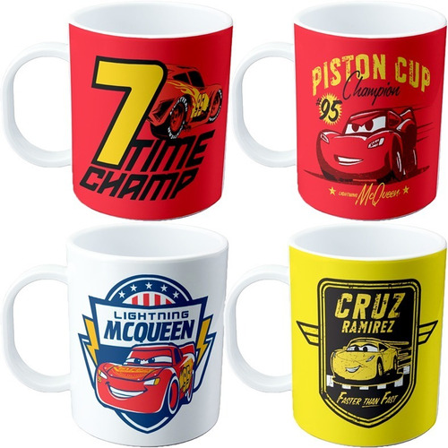 Set De Tazas De Plastico - Cars X4