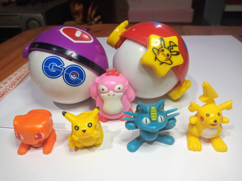 Pokemon Figura Bootleg Pokebola X2 Pikachu Tomy Meowth Promo (Usado)