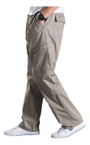 Pantalones Cargo De Talla Grande Multibolsillos Para Hombre