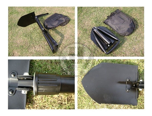 Imagen 3 de 7 de Pala Tactica Negro Plegable Pico Serrucho Funda De Regalo