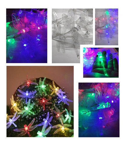 Imagen 1 de 5 de Serie Navideña Multicolor 30 Libélulas Para Luz Eléctrica