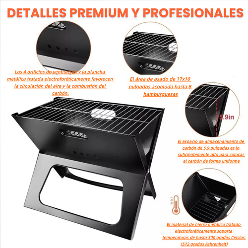 Barbacoa Portátil Plegable - Doble Capa, Segura Para Jardín