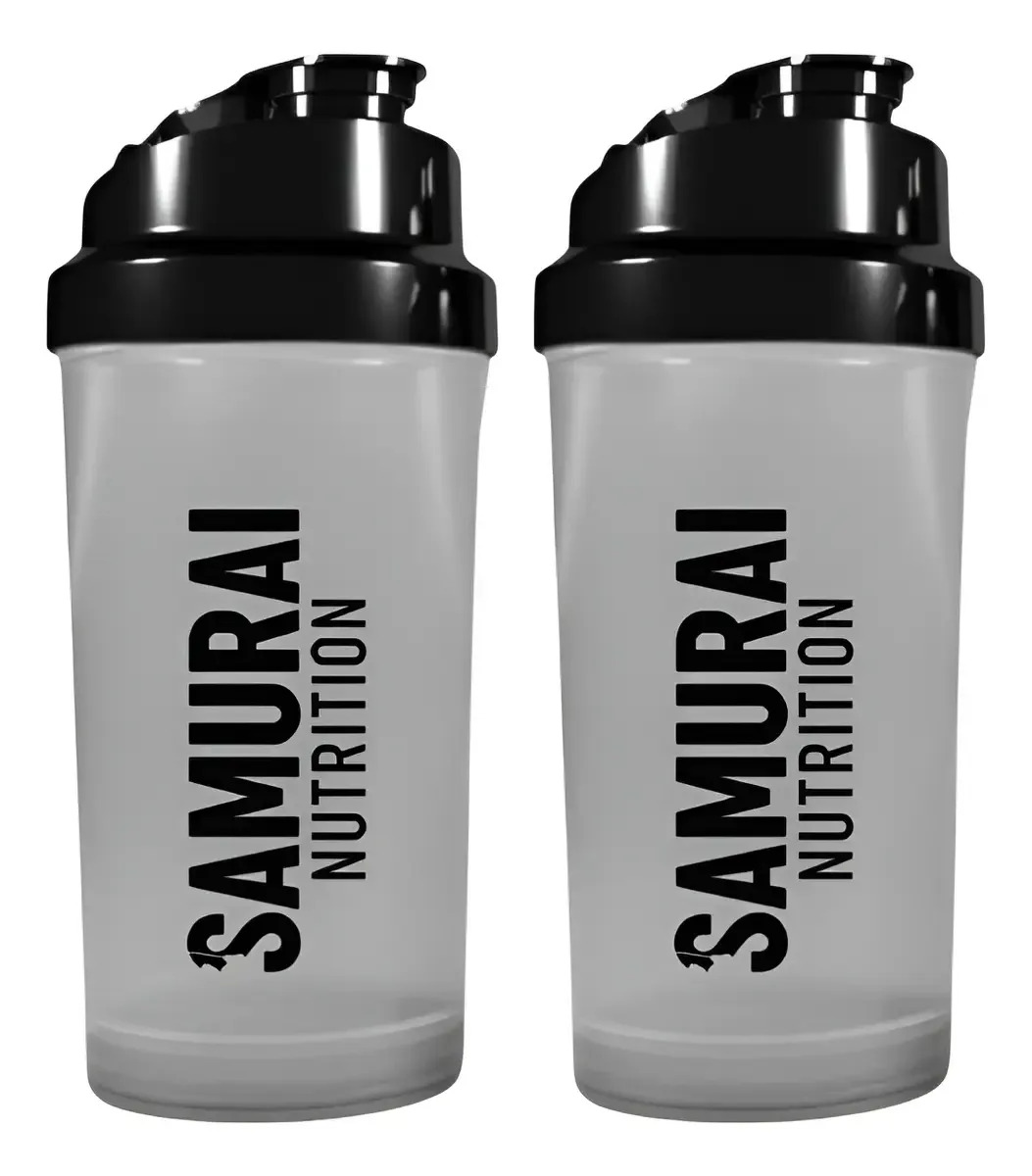Kit 2 Coqueteleira Shaker 600ml Preta Samurai Nutrition Cor Transparente