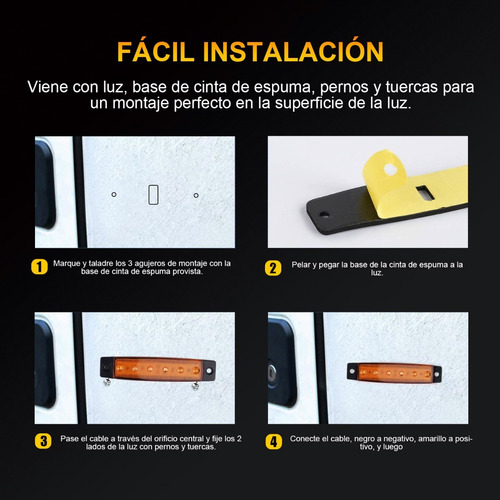 Imagen 7 de 10 de 10 Lateral Led Luces De Marcador Para Camión Remolque Ámbar