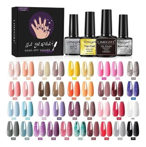 Juego De 60 Esmaltes En Gel De Colores Glitter Gel