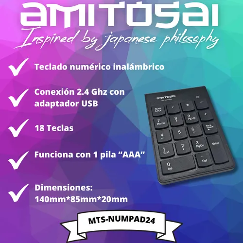 Teclado Numérico Para Notebook Amitosai Mts-numpad24