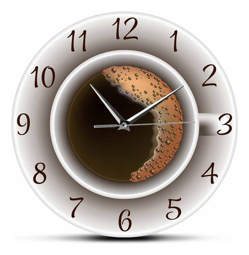 Reloj De Pared De Espuma Con Temática De Taza De Café, Reloj