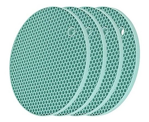 Soporte Para Ollas Calientes De Silicona Circular Turquesa