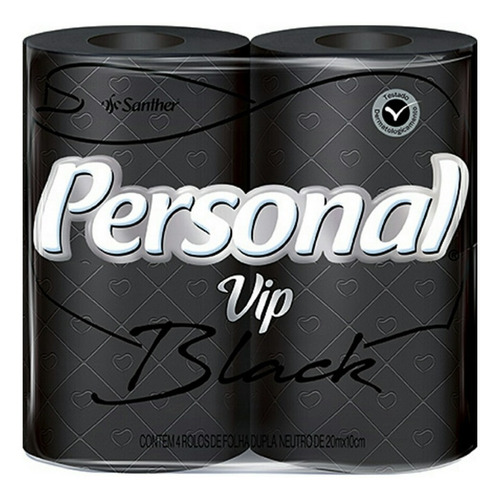 Papel Higiênico Black Personal Vip Com 4 Rolos De 20m X 10cm