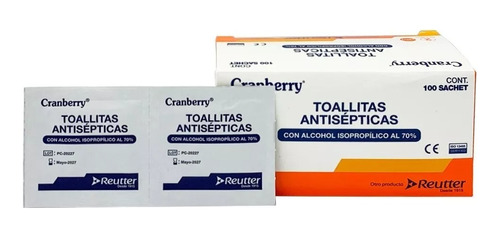 Toallitas Antisepticas Alcohol 70% Cranberry Caja 100 U