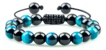 Comprar Pulseras Hombre Mujer Cuerda Ojo De Tigre Azul Onix Negro