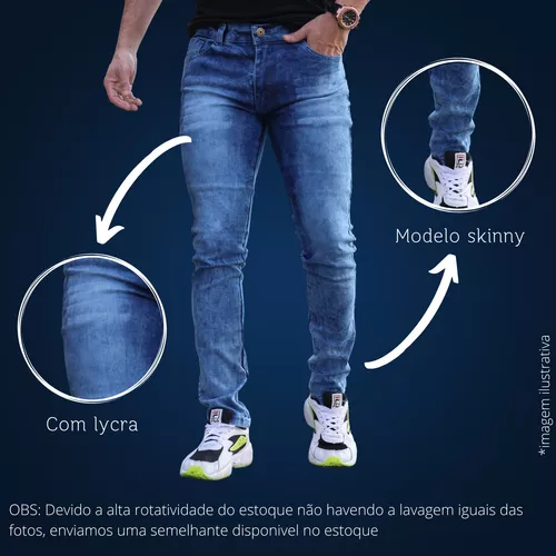 Kit 3 Calças Jeans Masculina Slim Com Lycra