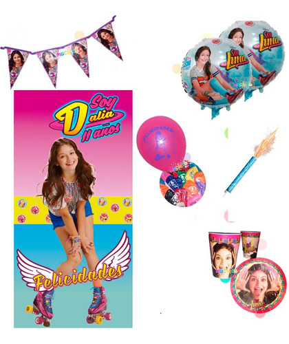 Kit Fiesta Soy Luna Vela Platos Globos Decoración Promo