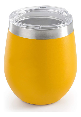 Mate Acero Inox C/ Tapa Vaso Térmico Bebidas Frías Calientes Color Amarillo