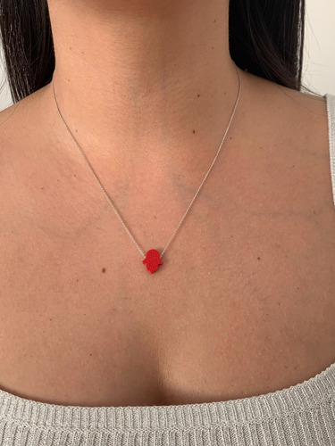 Collar Plata Fina Turca Con Opalo Forma Mano De Fatima