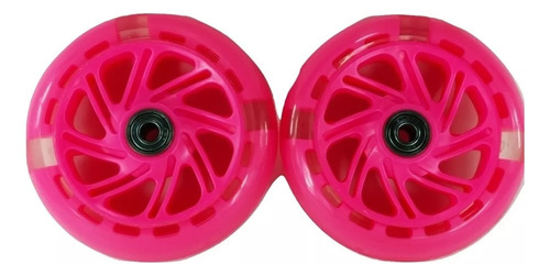  Par De Ruedas Rollers 120mm Siliconadas Sin Luces Fucsia