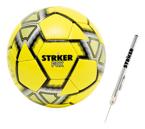 Pelota Futbol Striker Fox N°4 Amarillo + Medidor De Presion Amarillo
