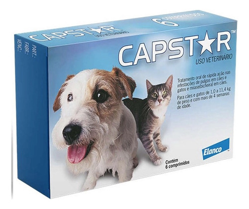 Capstar Pulgas Cães/gatos Até 11kg 6 Comprimidos Via Oral