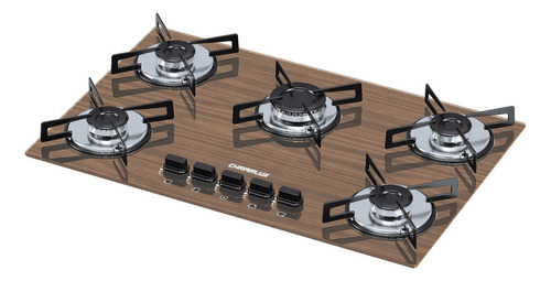 Fogão Cooktop Gás Chamalux 5 Bocas Amadeirado 110v/220v