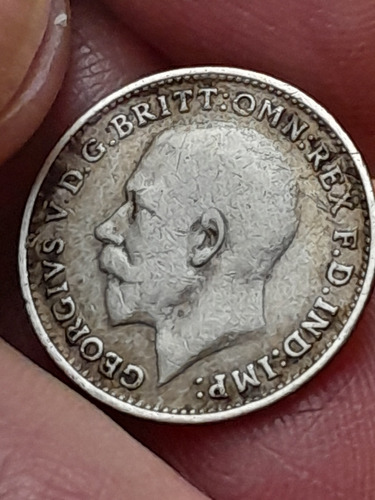 Moneda Inglaterra 3 Penny 1914 Plata Km#813 Ref 663