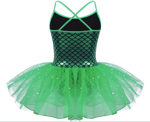 Imagem 2 de 5 de Vestido Infantil Bailarina Profissional Sereia Fundo Do Mar