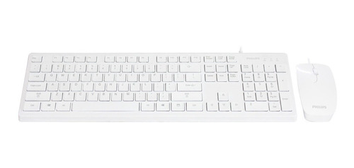 Imagen 1 de 4 de Kit Combo Philips C302 Wired Usb Tec + Mouse White Spt6302w