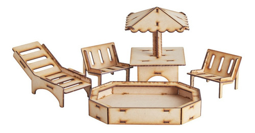 Imagen 2 de 3 de Combo Plaza + Combo Verano Piscina Muebles Barbie Fibrofacil