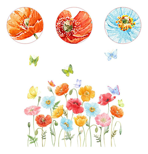 / 2 Piezas Flores Mariposas Calcomanías De Pared Pegatinas
