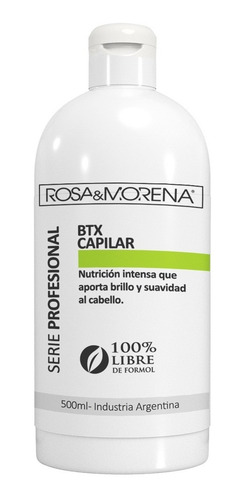 Imagen 1 de 3 de Btx Capilar Sin Formol 500ml Rosa & Morena Serie Profesional