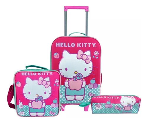 Mochila Set Hello Kitty Maleta+lonchera+cartuchera Scool