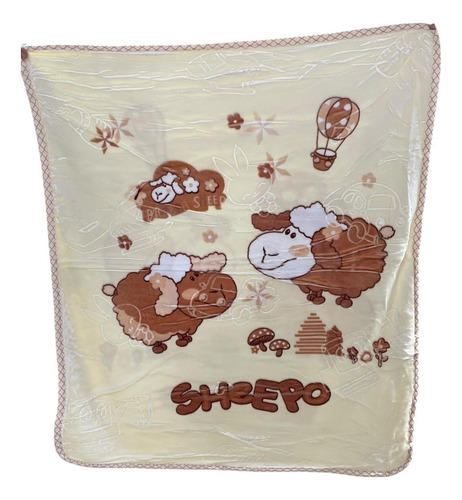 Cobertor Cunero Para Bebe 100x120cm Extra Suave Calientito Beige Borregos Lisa
