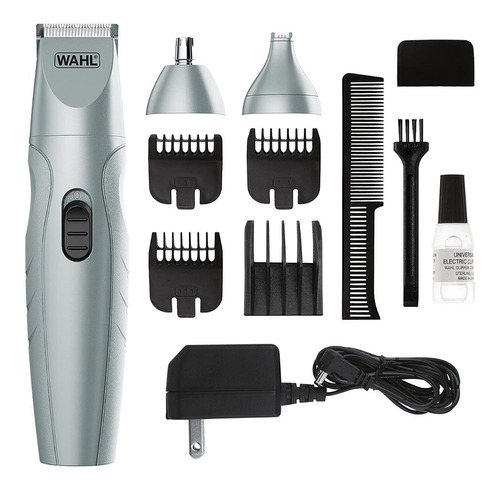 Maquina De Afeitar Wahl Barbera Inalambrica Trimmer 12 Pzs Color Gris