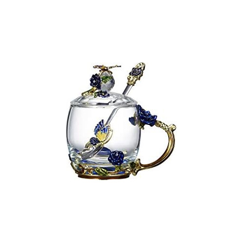 Taza De Té De Flores De Vidrio Transparente, (con Cuch...