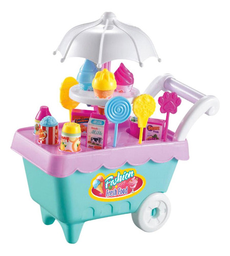 Juego De Tienda De Carrito De Helados De 19 Piezas Con