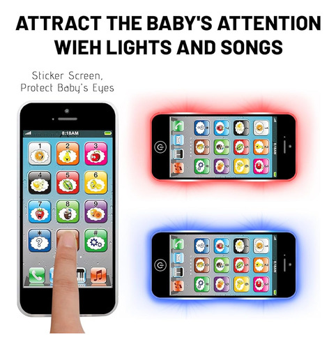 Wolmund Toy Learning Play Cell Phone Con 8 Funciones Y Luces