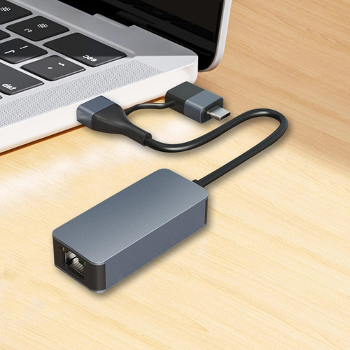 Adaptador Usb C Para Ethernet 2 Em 1 Conversor De Rede