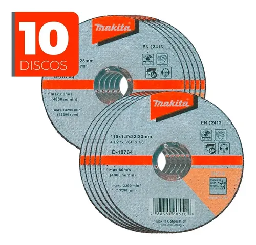Makita Lot De 10 Disques à Tronçonner 115 Mm – Pour Acier Inox, 1,2 Mm D’Épaisseur, Très Haute Qualité