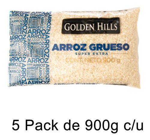 Arroz Grueso Super Extra Golden Hills 900 Grs C/u 5 Pack 
