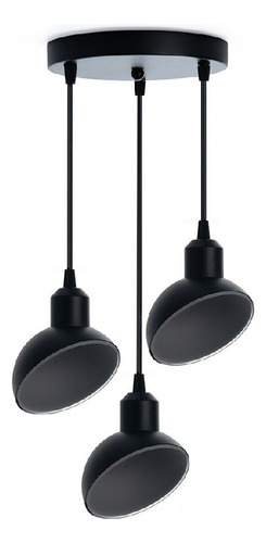 Lámpara Colgante Lantaar 3 Negro, 45 W, Base E27, Interior Estructura Black Mate