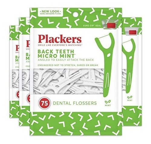 Volver Plackers Dientes Micro Menta Seda Dental Picks, 75 Co