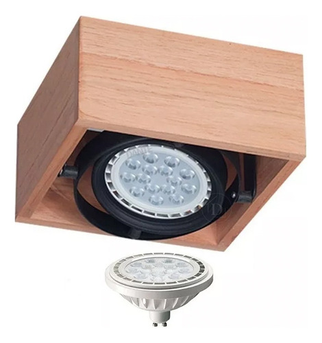 Plafon Box Madera Paraíso Nórdico + 1 Lampara Ar111 Led