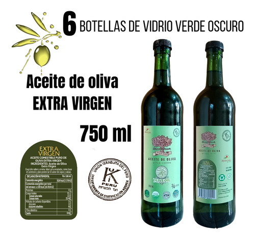 Aceite Oliva Extra Virgen 1 Prensa 6 Botellas Vidrio 750 Ml