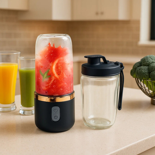 Mini Liquidificador Portátil Mixer Shake Juice 400ml /copo Azul-escuro