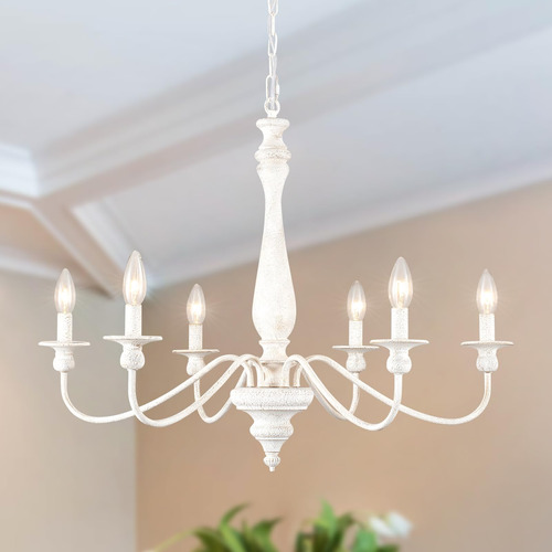 Yczhcc White Farmhouse Chandelier 6 Lights French Country