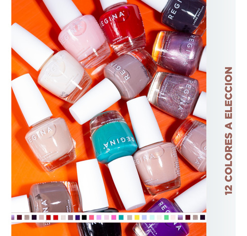 Kit X12 Esmaltes Regina Color De Uñas Larga Duracion