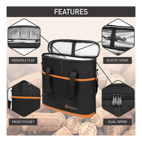 Opux 3 Bottle Wine Carrier Tote, Bolsa De Refrigerador De A