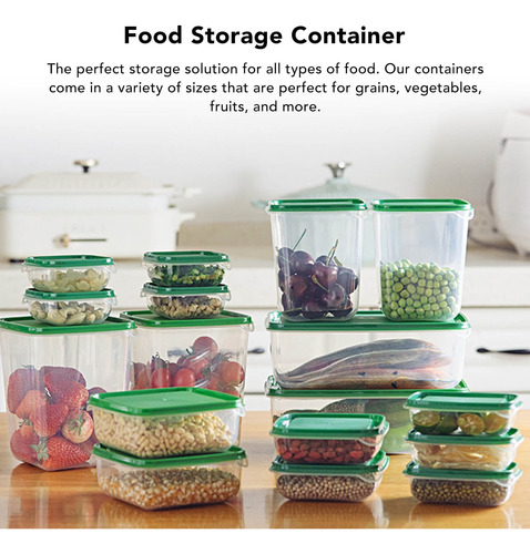 Set 17 Tuppers Contenedores De Alimentos Multitamaño Colores Verde
