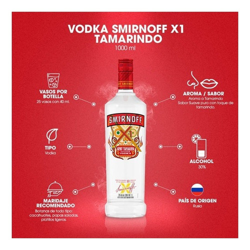 Vodka Smirnoff Spicy Tamarind Infused 30% Alcohol Rusia 1 L