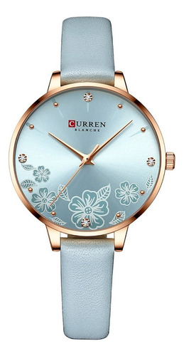 Reloj Dama Diseño De Flores Curren Moda Con Correa Piel